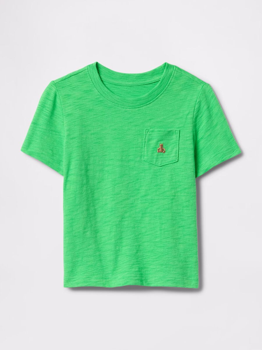 Green T-shirt with short sleeves in 100% cotton_0