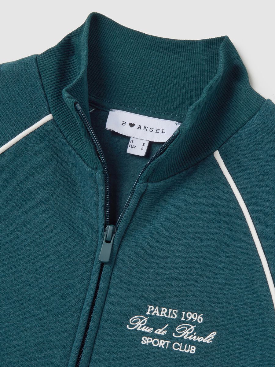 Green regular fit cotton blend sweatshirt_5