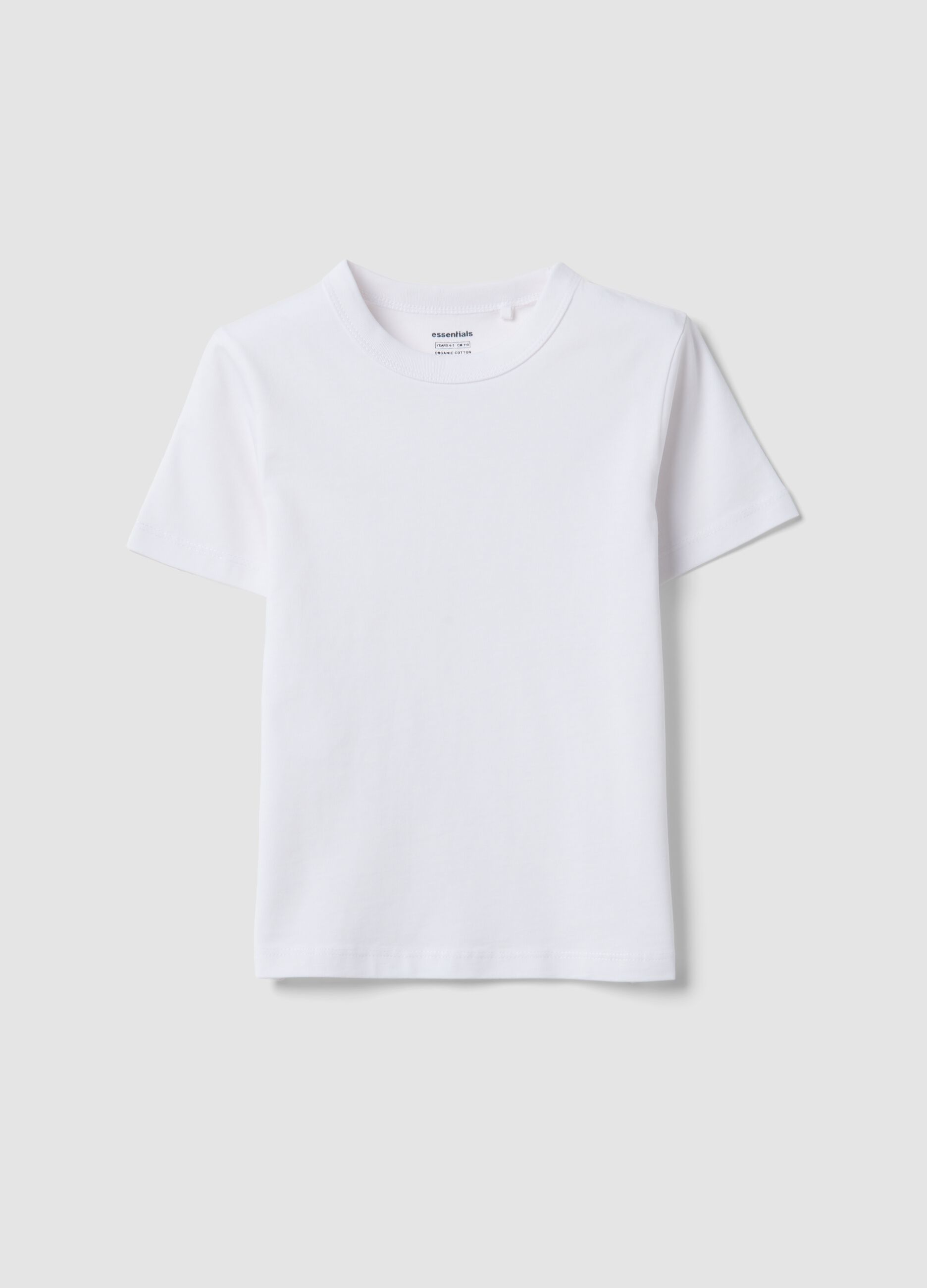 White pure cotton kids&rsquo; T-shirt with oversized fit