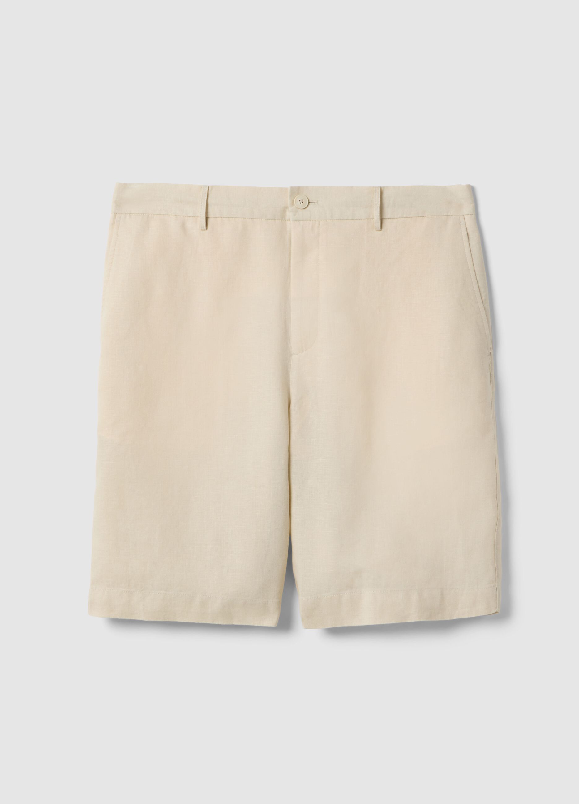 Bermuda in puro lino bianchi regular fit