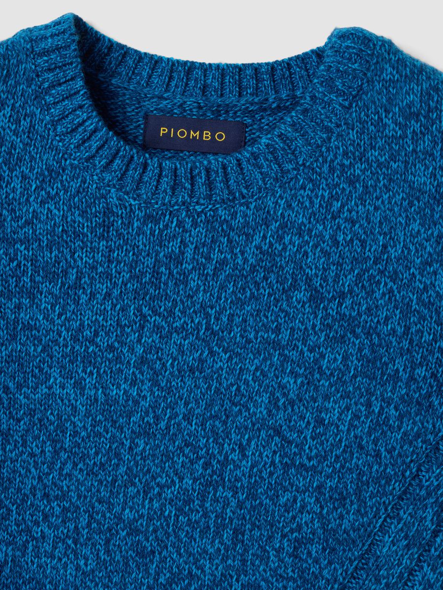 Blue wool-blend crew-neck vest with oversized fit_5