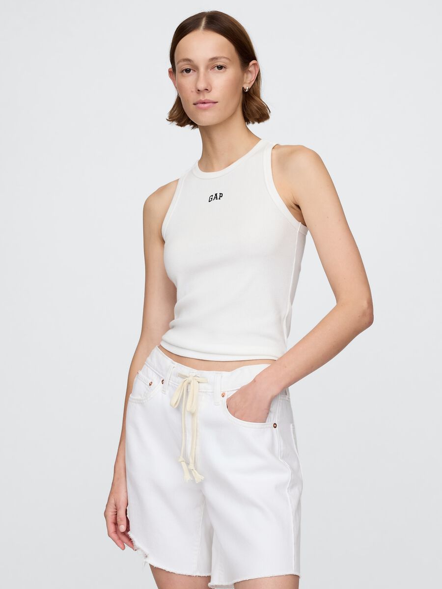 White tank top in stretch fabric_0