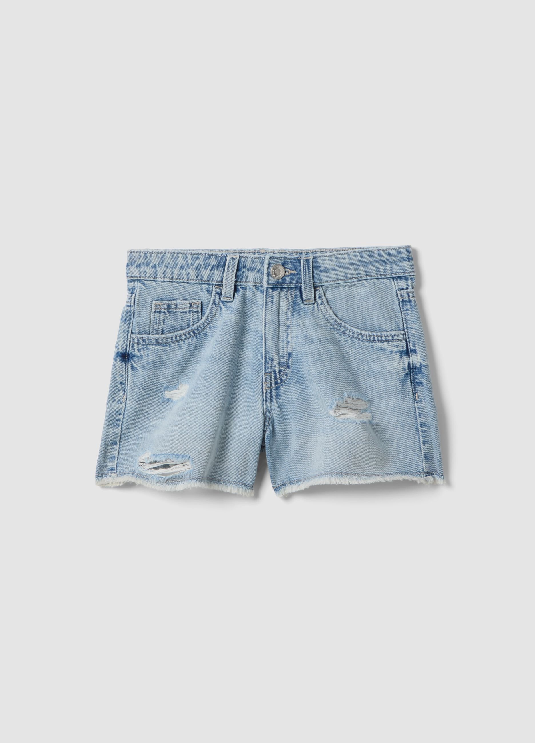Girls&rsquo; light blue pure cotton denim shorts &ndash; regular fit