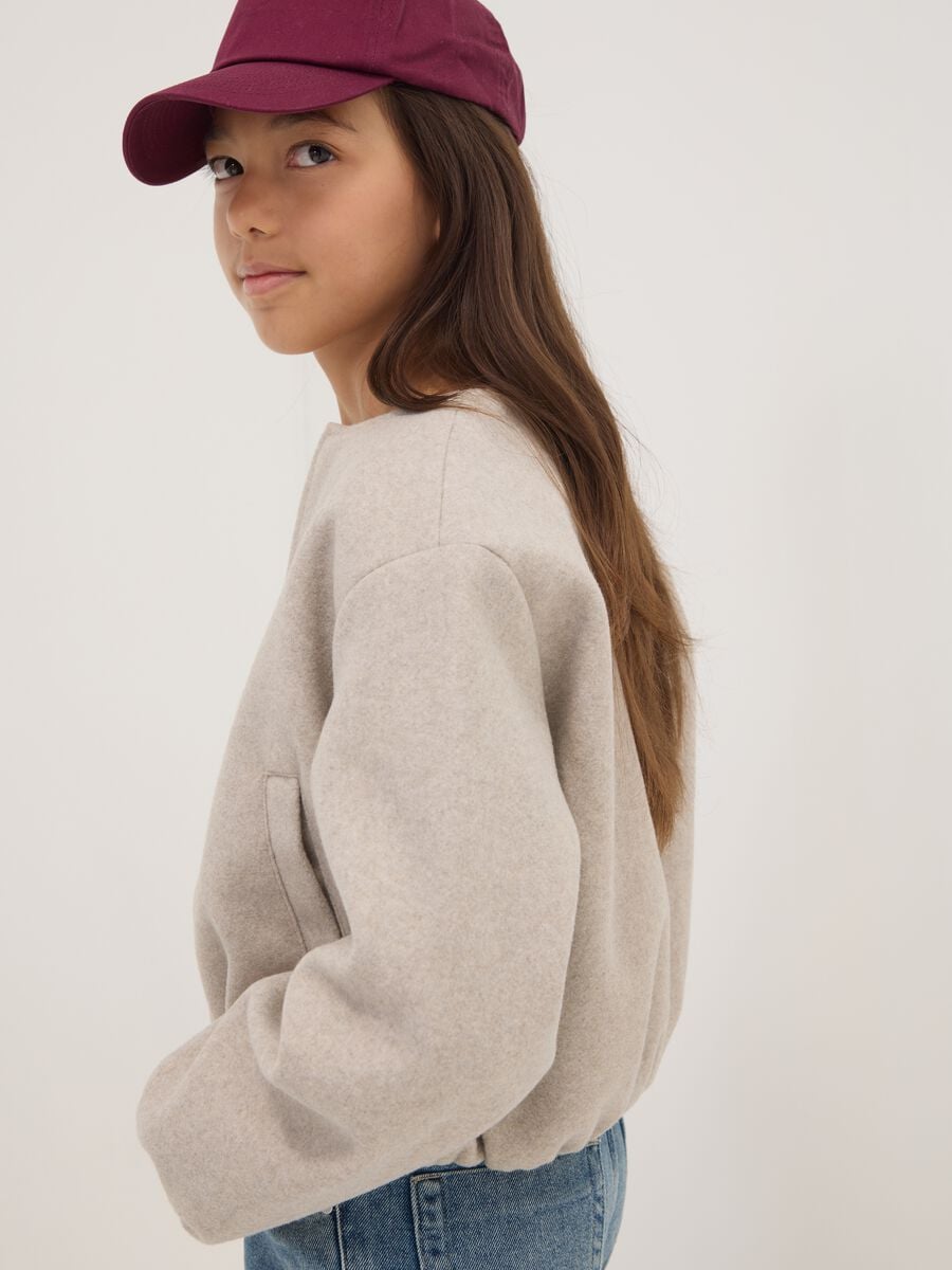 Bomber beige corto con zip per ragazza_0