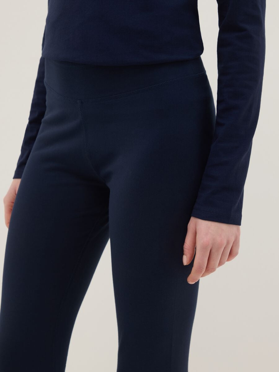 Blue Slim Fit Stretch Cotton Leggings_3