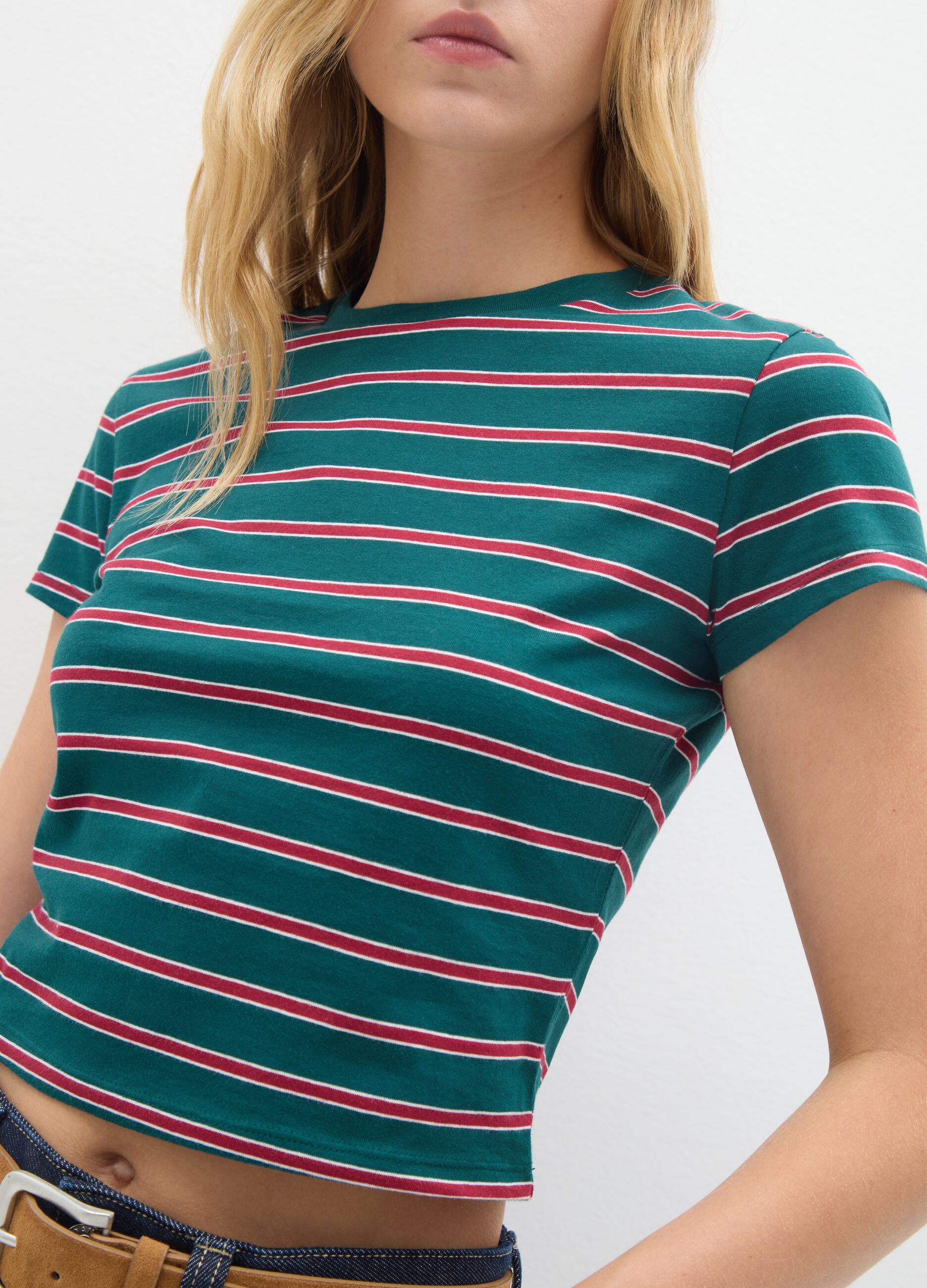 T-shirt in puro cotone multicolor fitted