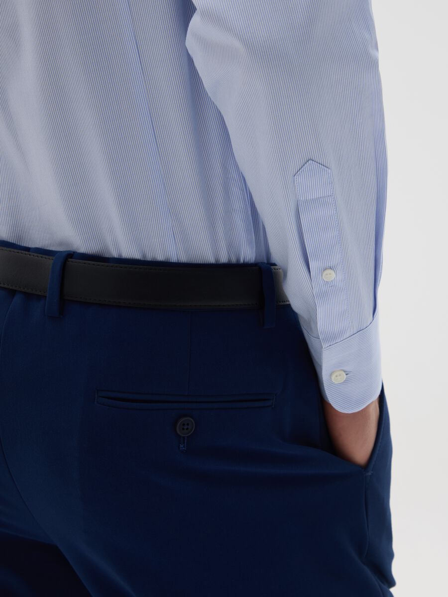 Camicia da uomo in puro cotone azzurra slim fit easy iron_3