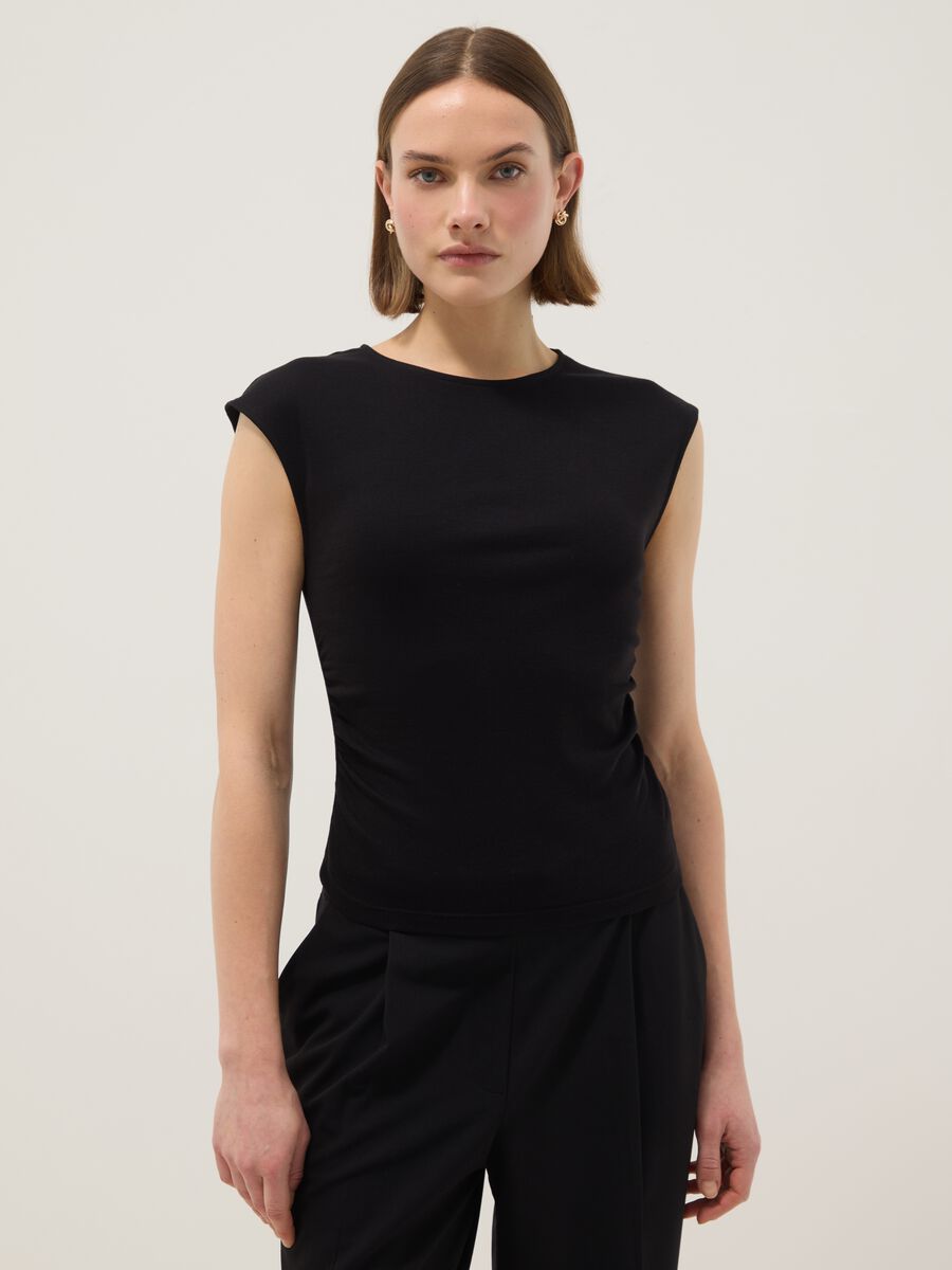 Tank top in puro cotone nero regular fit_0