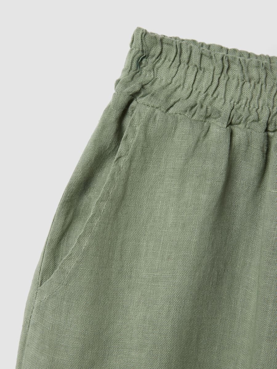 Pantaloni verdi in puro lino regular fit_1