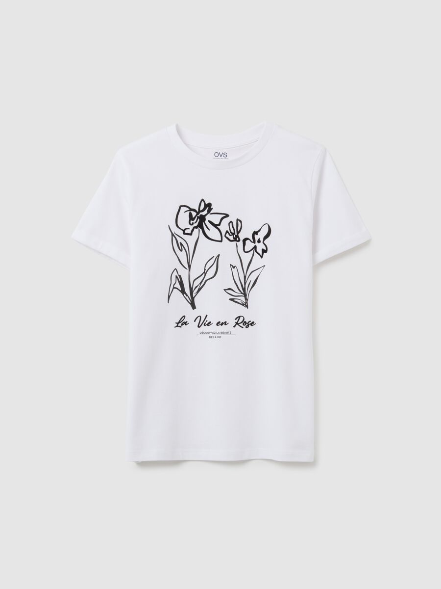 White pure cotton regular fit t-shirt with floral print_4