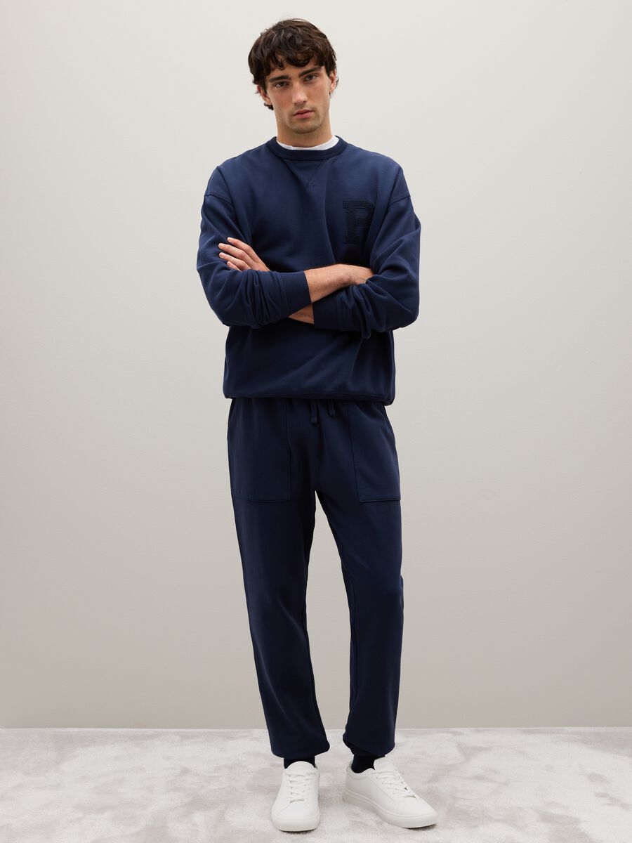 Felpa in puro cotone blu regular fit_2