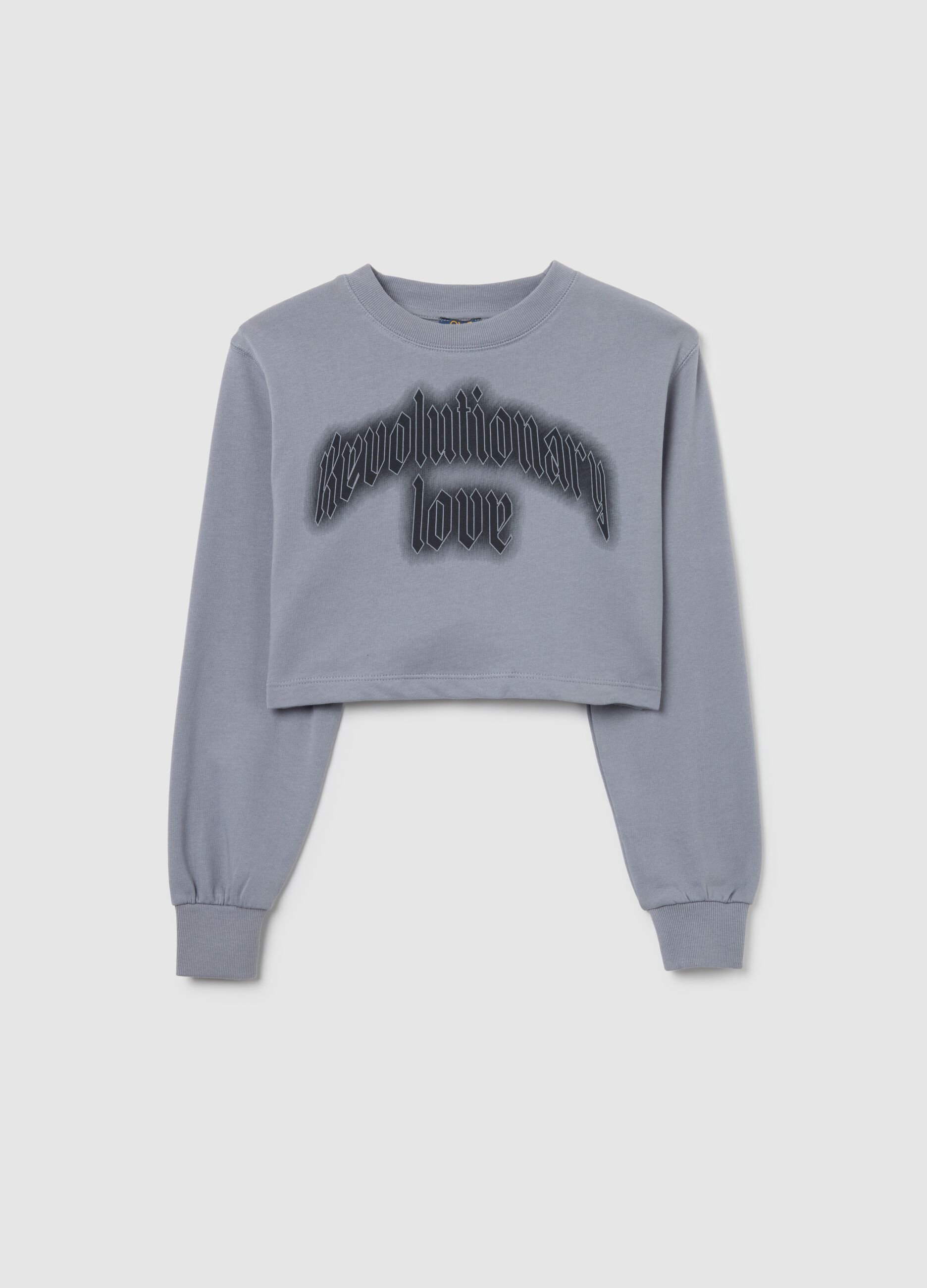Grey cotton crew neck sweatshirt