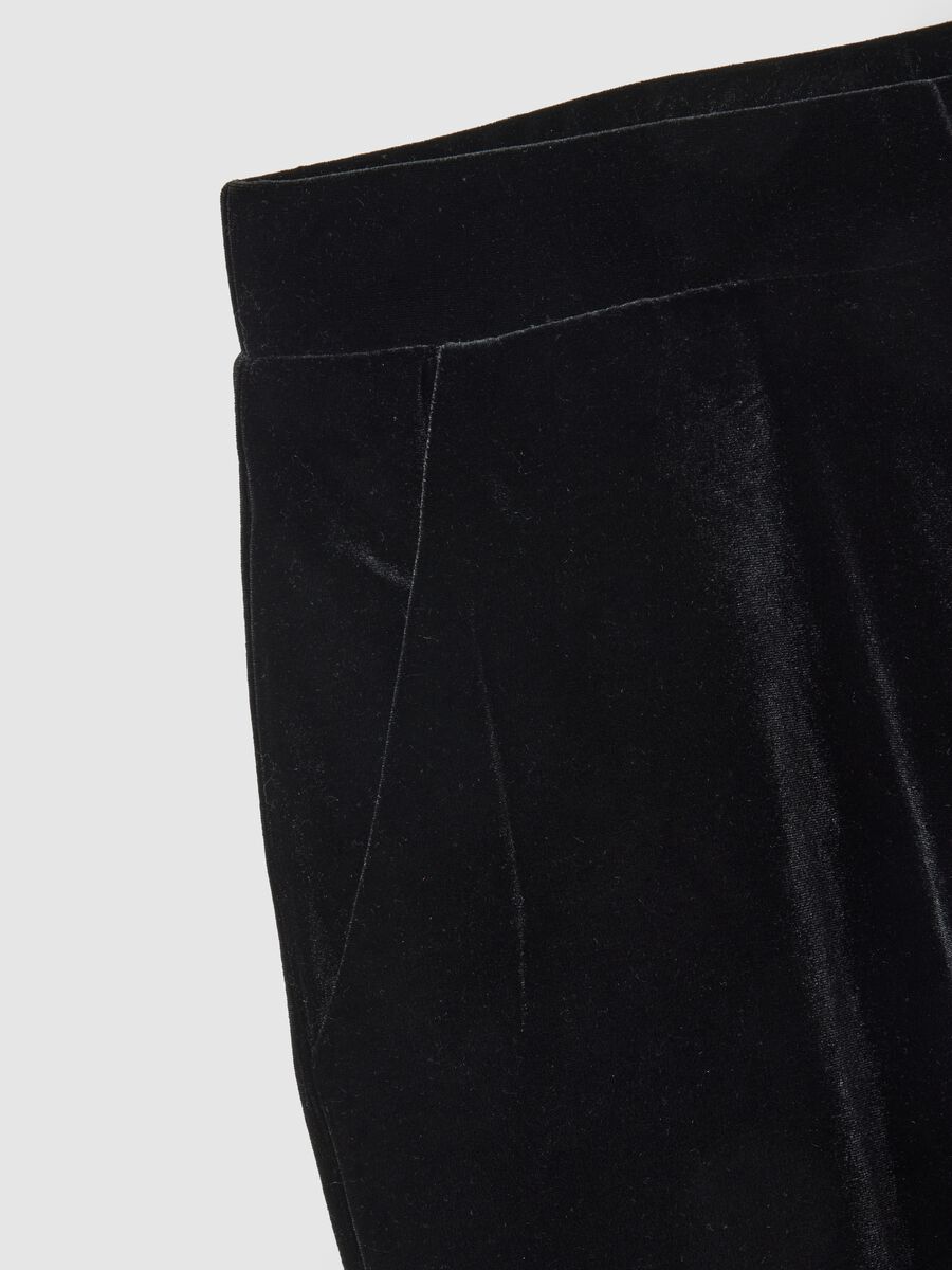 Black Velour Wide Leg Trousers_5