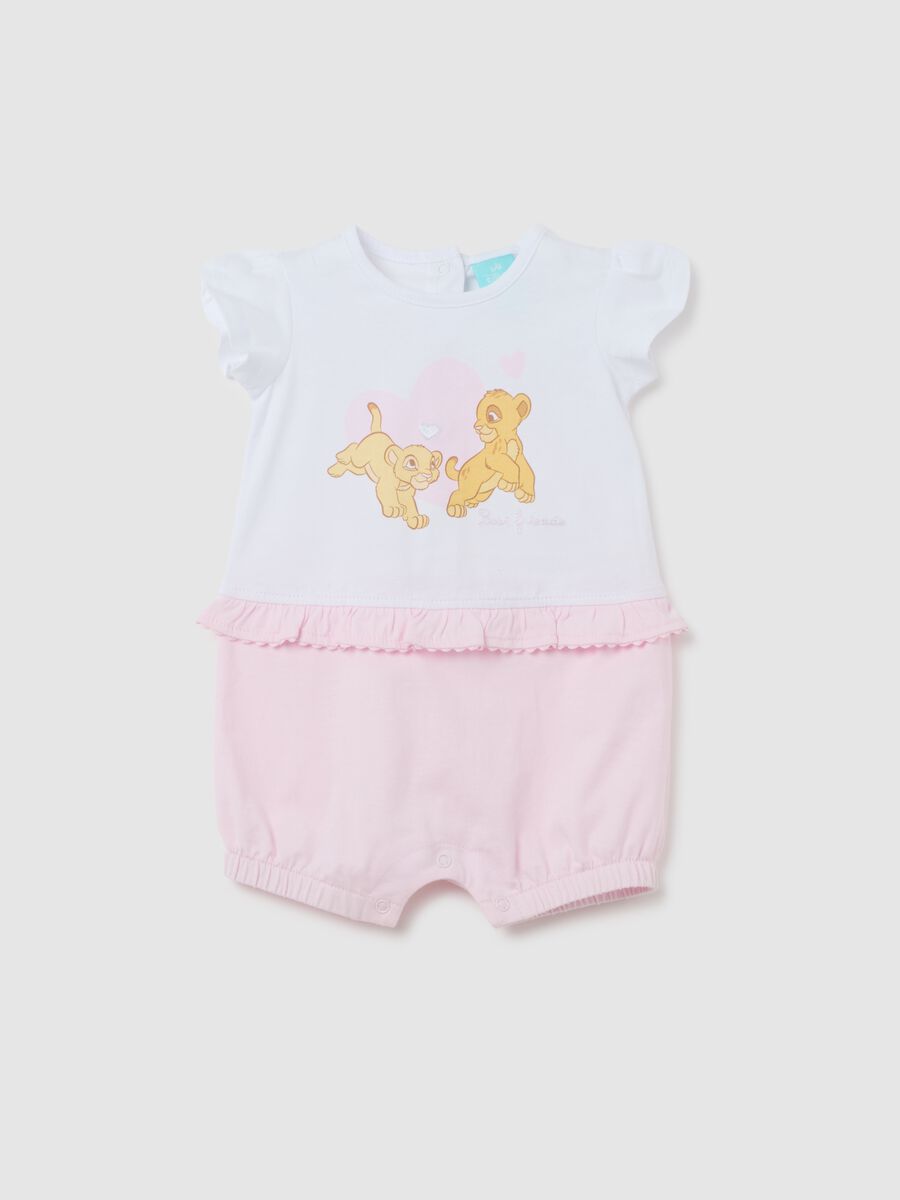 Multicoloured pure cotton Disney-print baby bodysuit_0