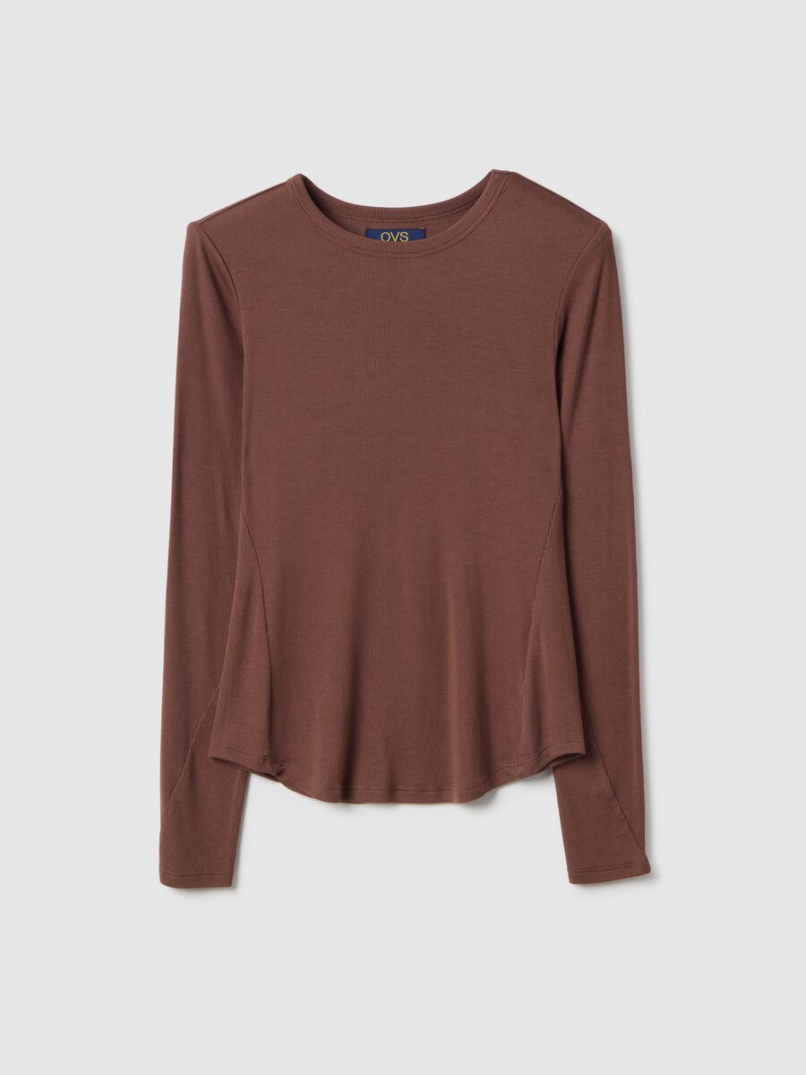 Brown stretch modal regular fit shirt_4