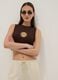 Brown stretch cotton regular-fit tank top with print_0
