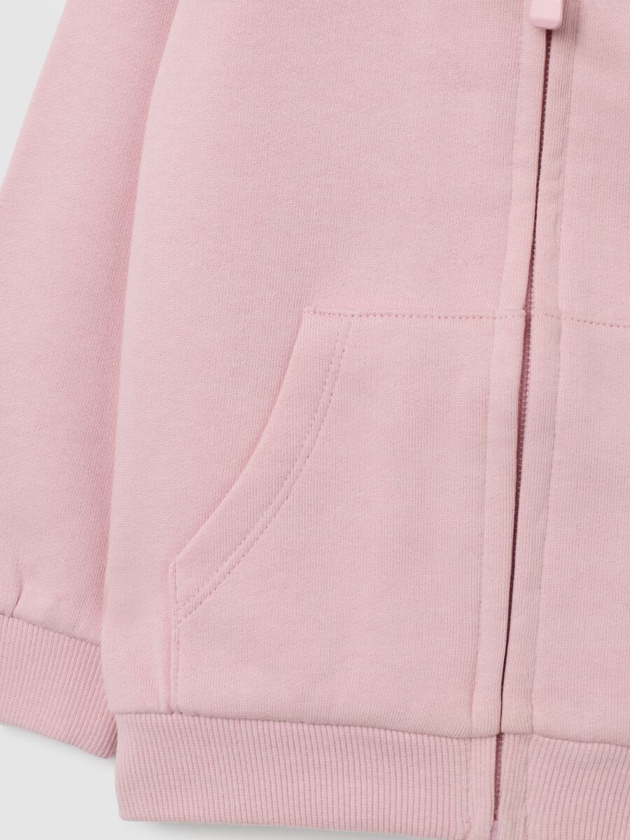 Pink pure cotton girl's regular fit hoodie with zip_3