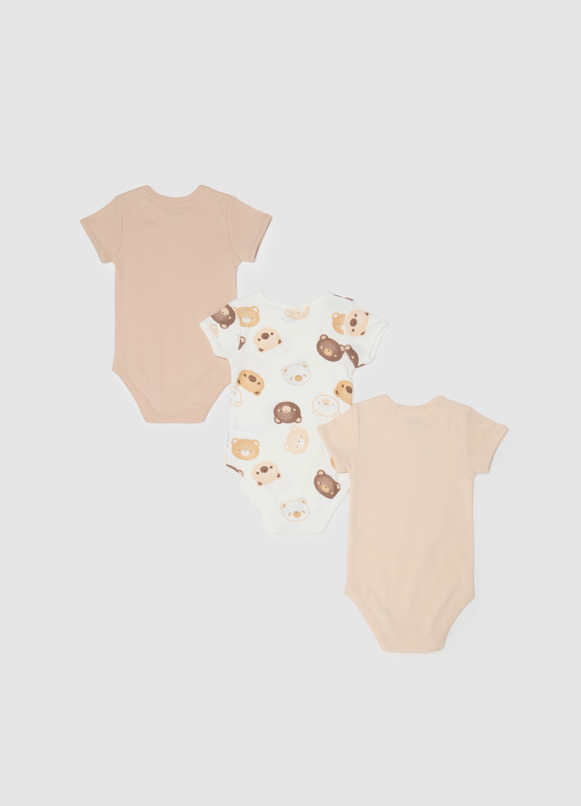 Baby girl's beige pure cotton bodysuit tripack