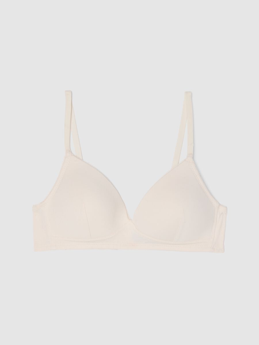 Reggiseno in cotone elasticizzato bianco con imbottitura leggera_4