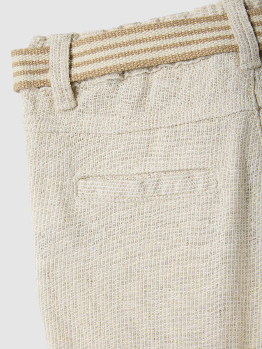 Pantaloni in misto lino e viscosa beige da bimbo regular fit_3