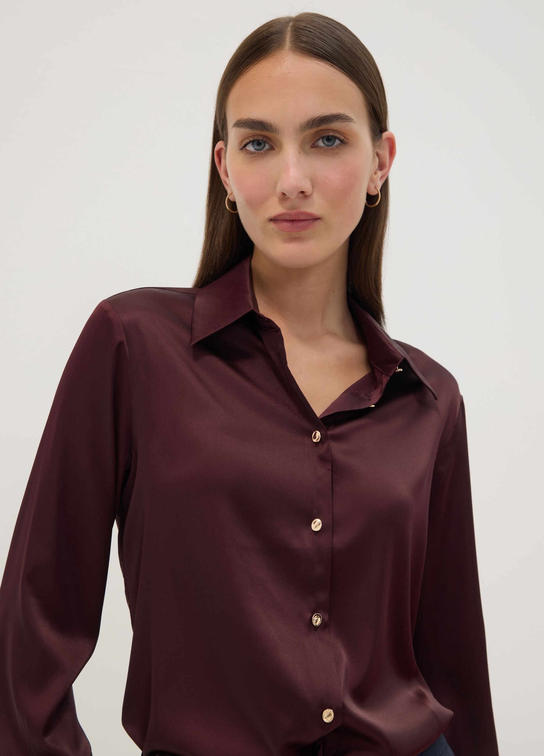 Purple stretch shirt with classic collar
