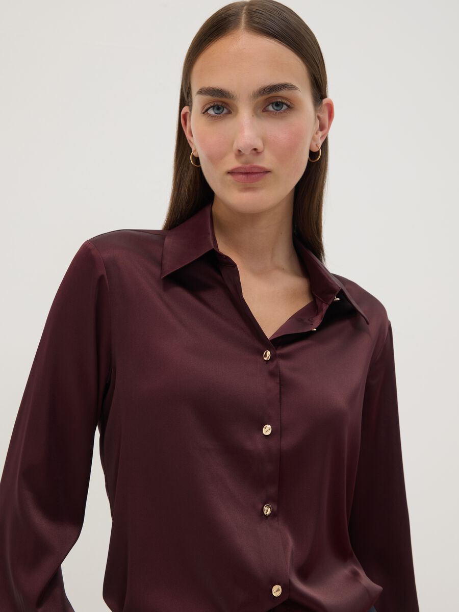Purple stretch shirt with classic collar_2