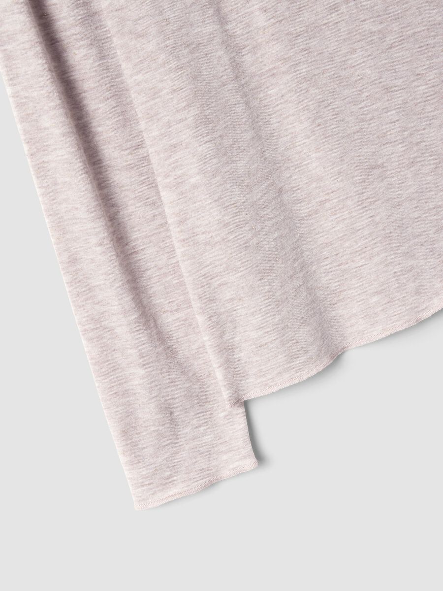 T-shirt beige in modal e lana elasticizzata con colletto rialzato regular fit_5