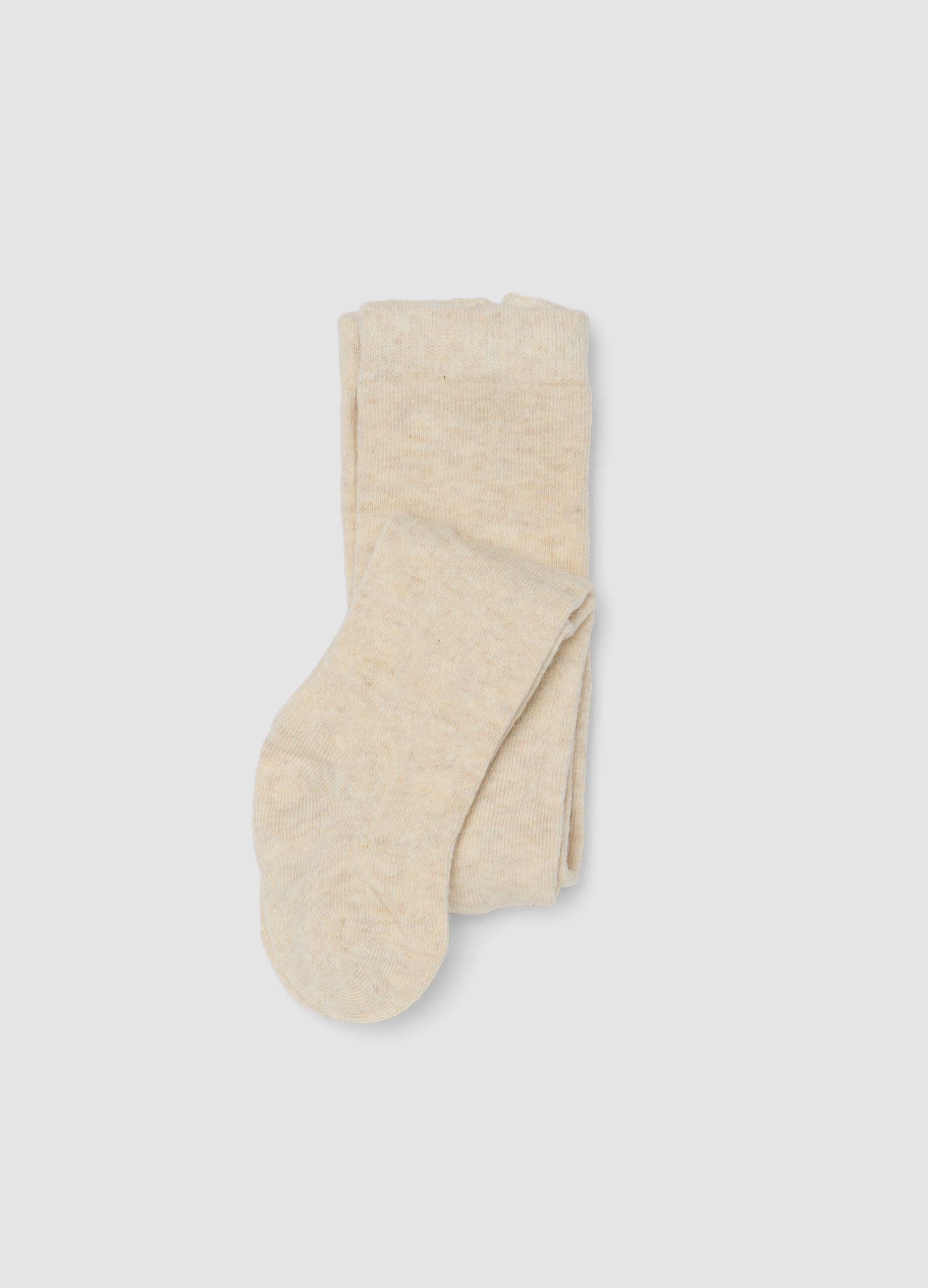 Beige organic stretch cotton tights