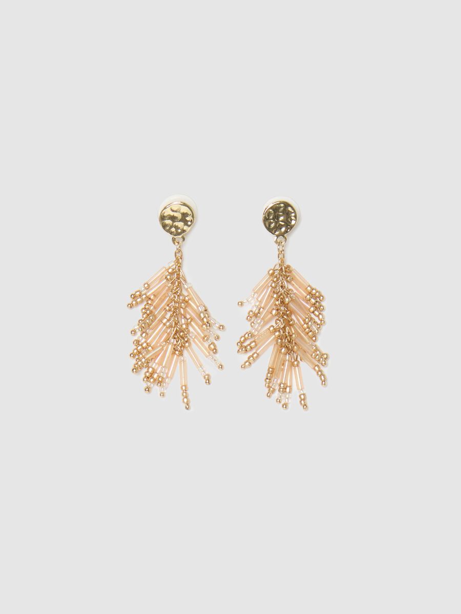 Earrings with fringed pendants with beads_0