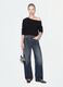 Black fitted viscose-blend top with boat neck_0