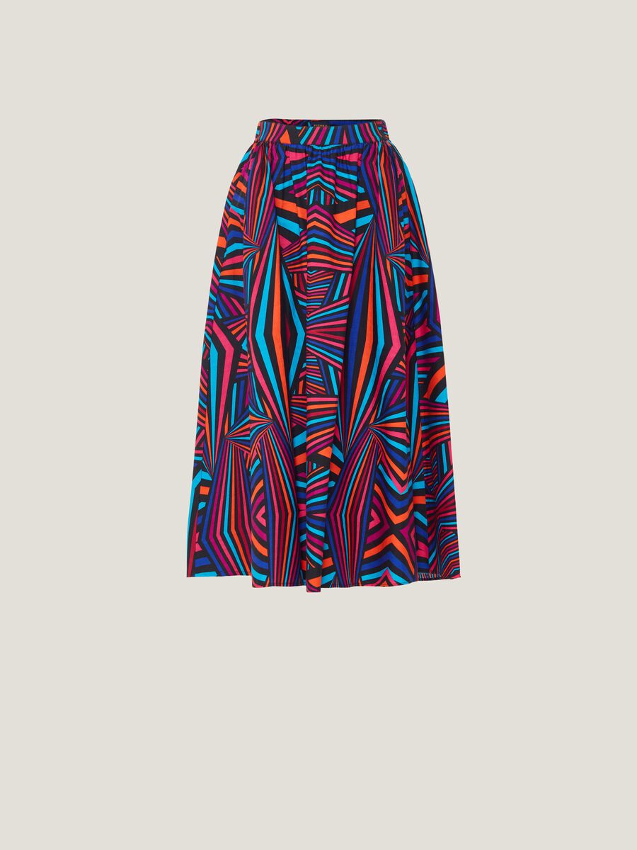 Gonna midi con stampa optical multicolore_5