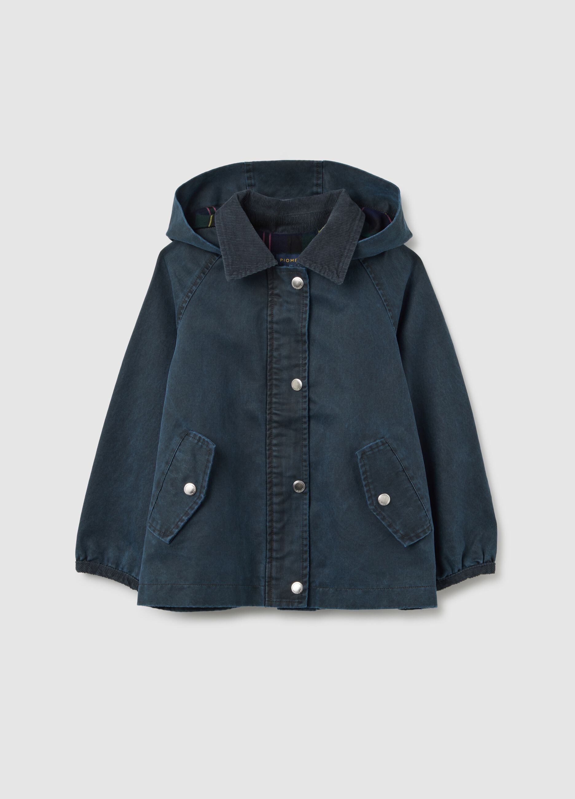 Girls' blue cotton blend jacket with regular fit