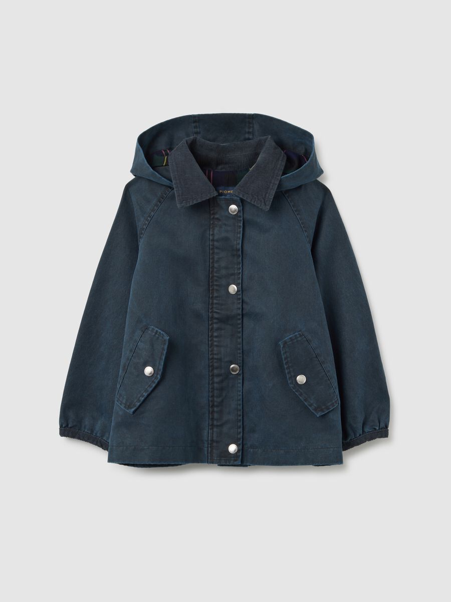 Girls' blue cotton blend jacket with regular fit_3
