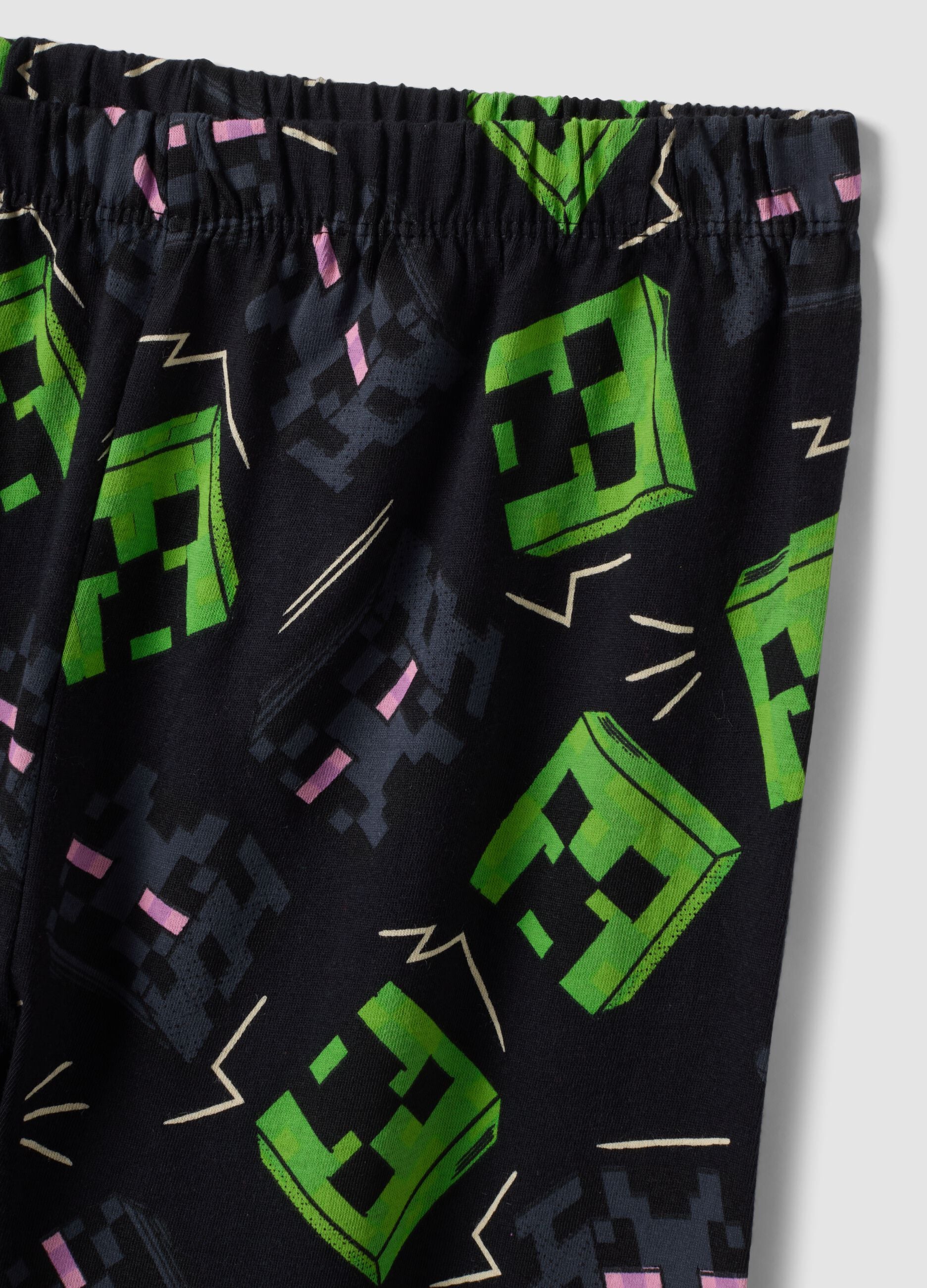 Black organic cotton Minecraft print pyjamas