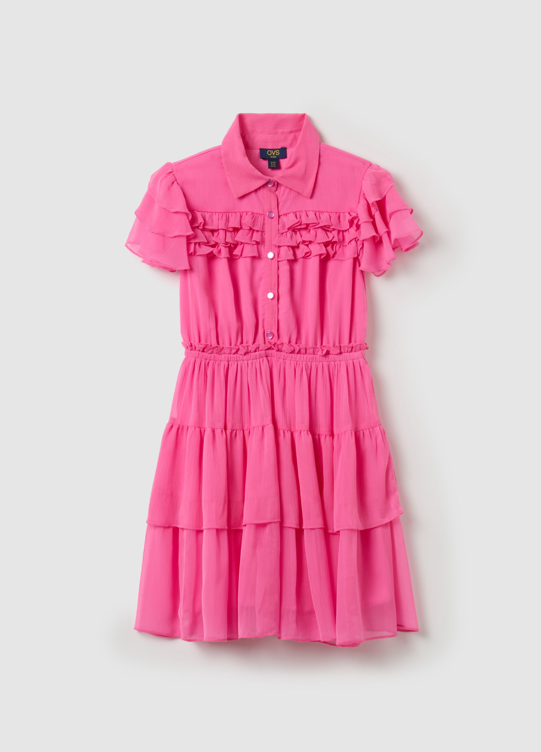 Flounced dress with frills