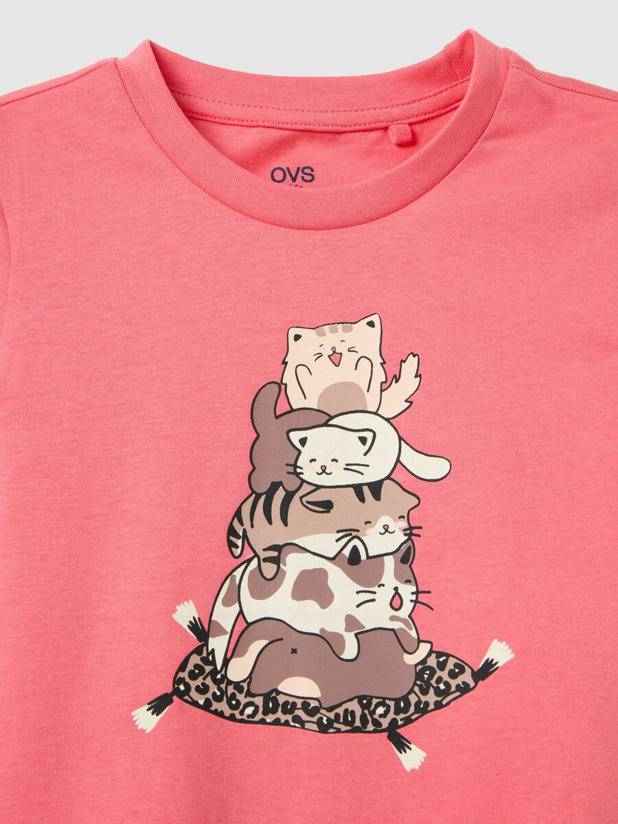 Girls' pink regular fit pure cotton T-shirt_2