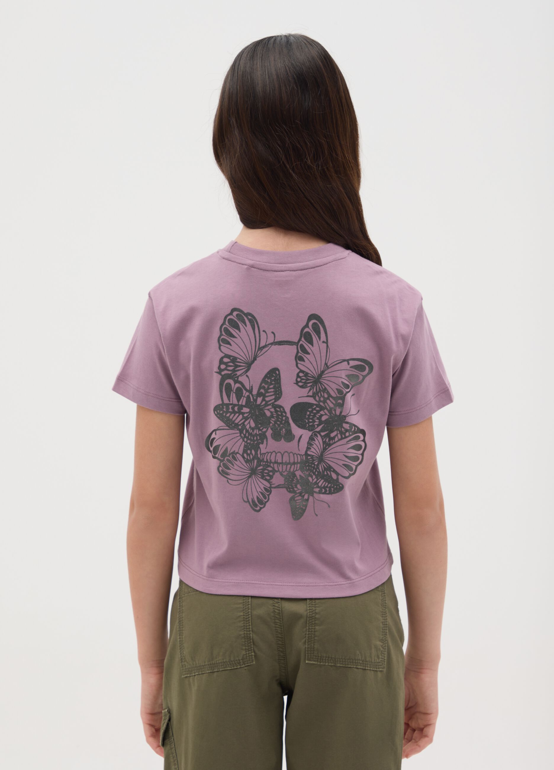 Purple T-shirt with butterfly prints OVS Kids
