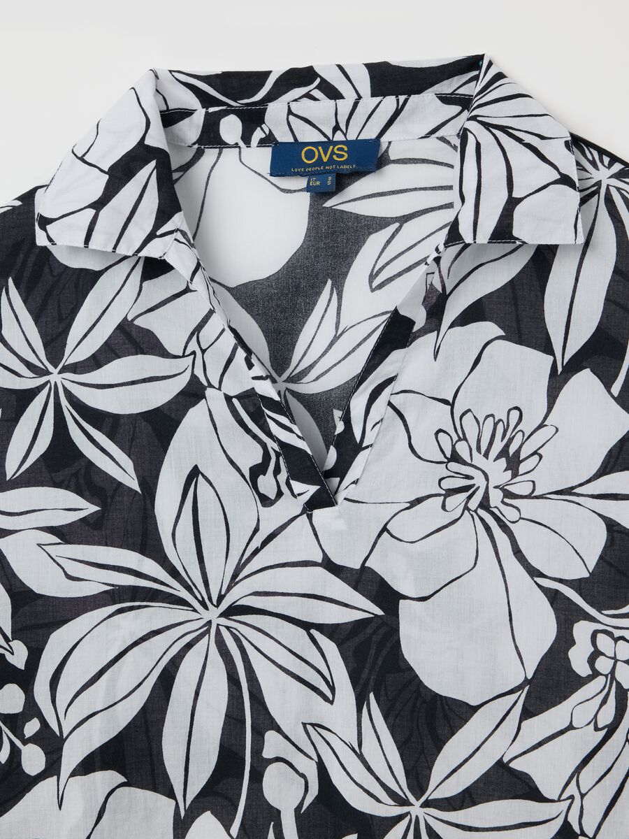 Women's long multicoloured shirt in 100% cotton with regular fit and print_5