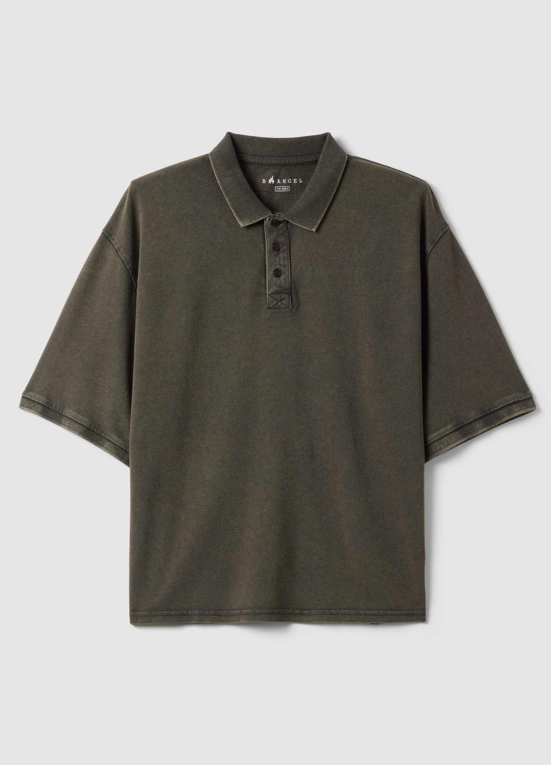 Men's Short Sleeve Green Polo Shirt Regular Fit in Pure Cotton