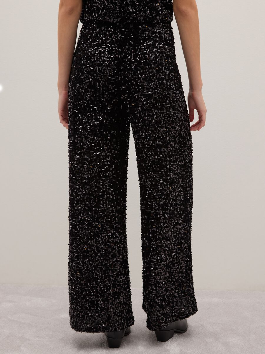 Black Palazzo Trousers with Sequins_2