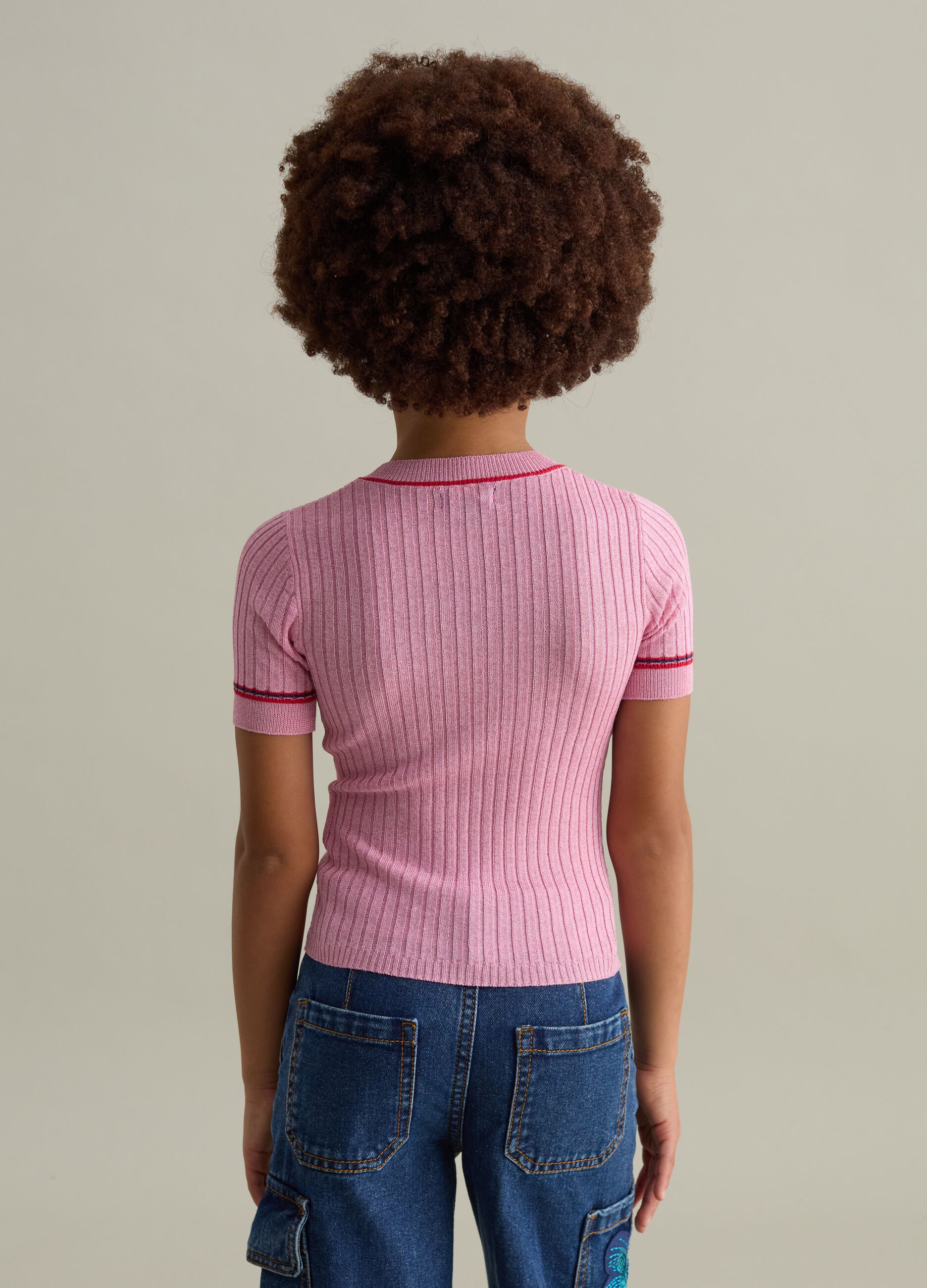 T-shirt in ribbed jersey with lurex
