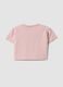 Pink cropped stretch cotton T-shirt with print for girls_1