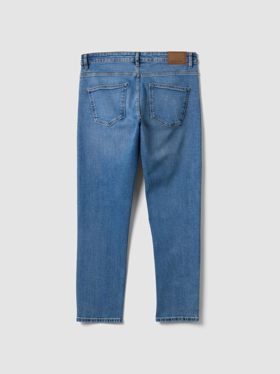 Blue slim-fit stretch cotton jeans_1