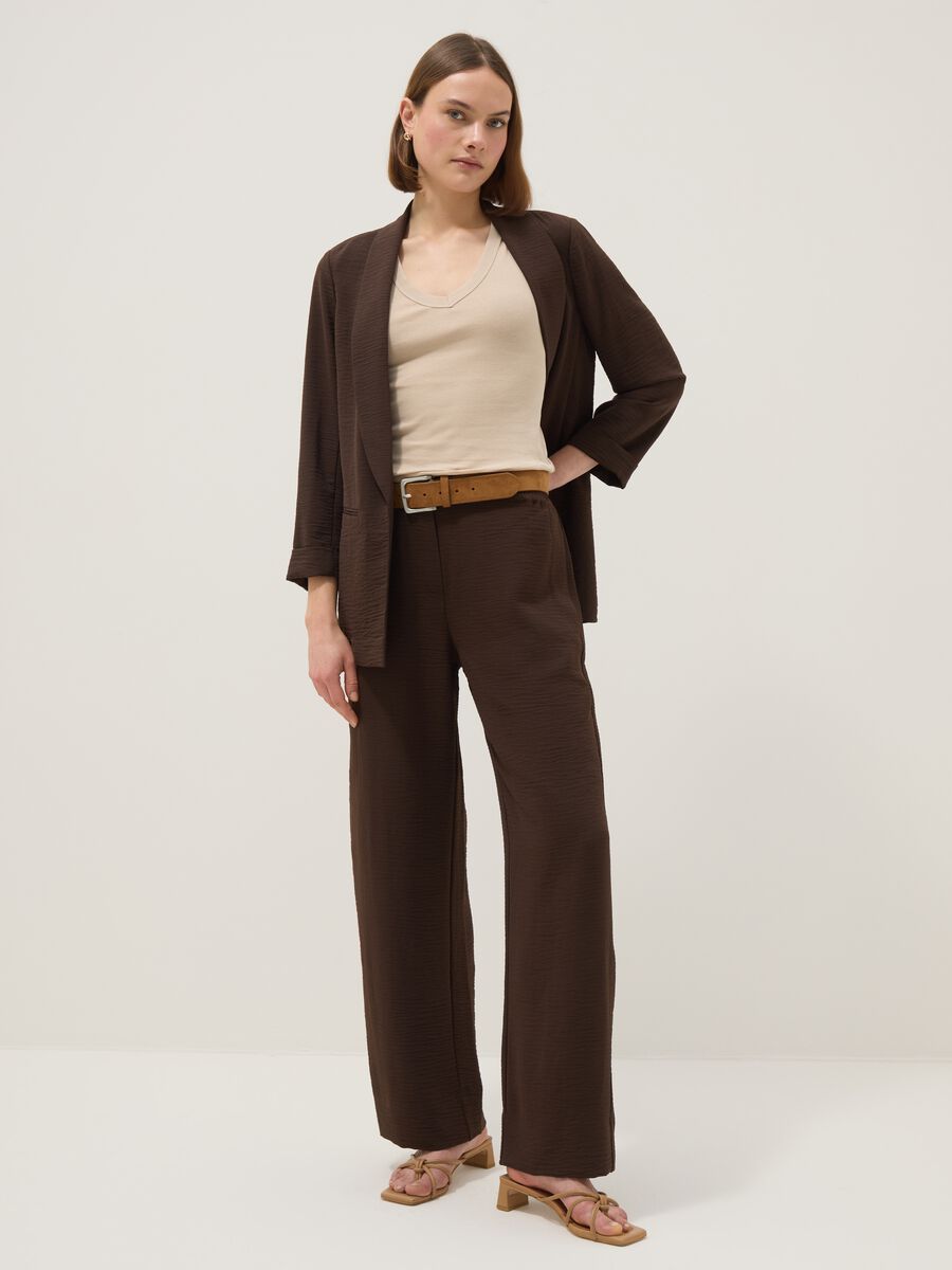 Brown buttonless regular-fit blazer_2