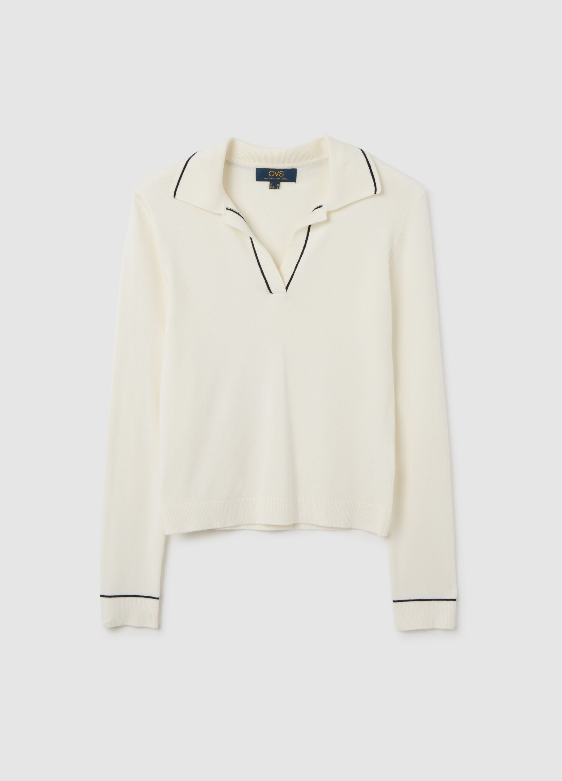 White Polo Sweater in Viscose Blend