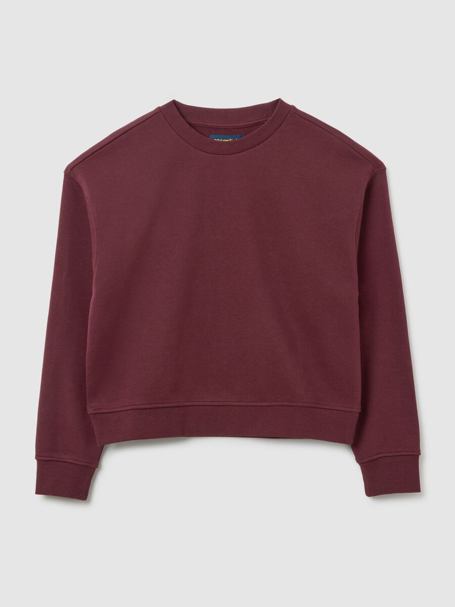 Burgundy cotton blend sweatshirt with regular fit_4