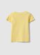Yellow Stretch Cotton T-Shirt for Girls with Rainbow_1