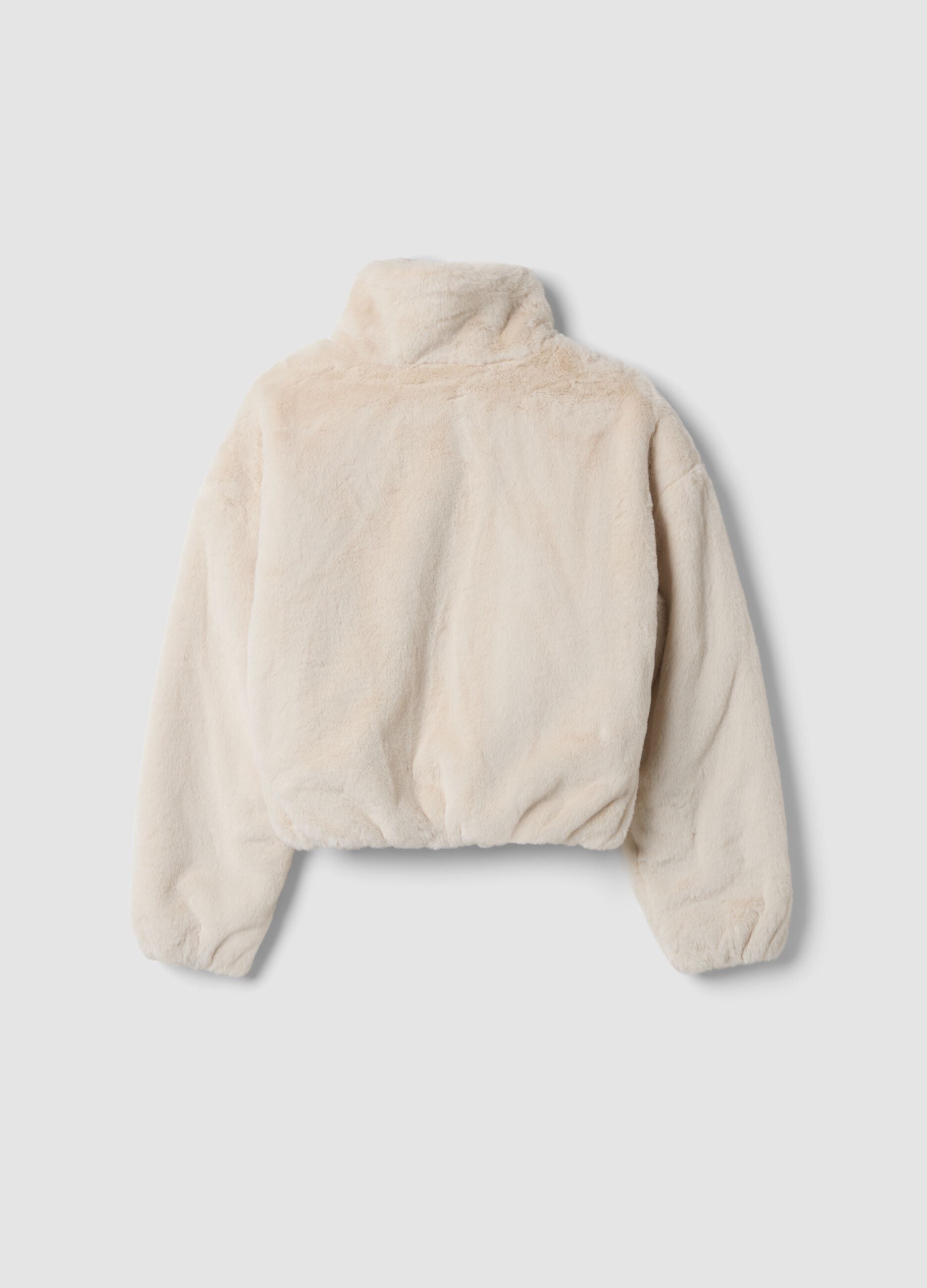 Beige padded jacket, regular fit, with zip