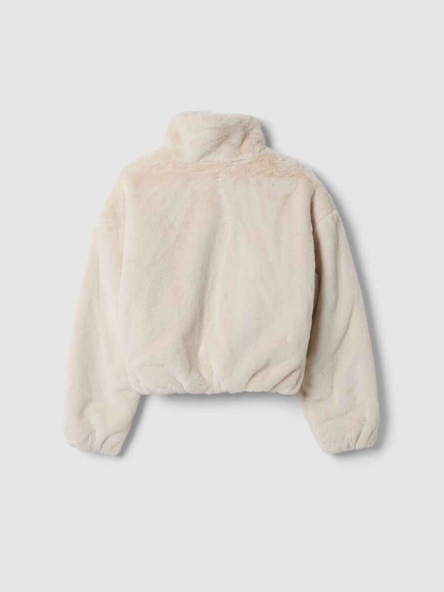 Beige padded jacket, regular fit, with zip_1