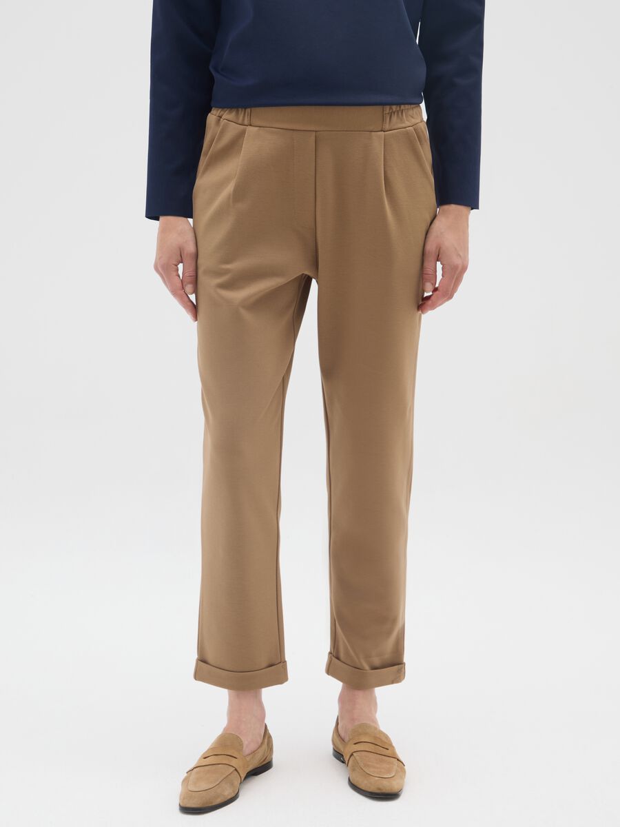 Beige regular fit trousers_1